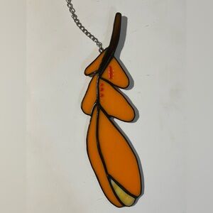 Tangerine Stained Glass feather suncatcher